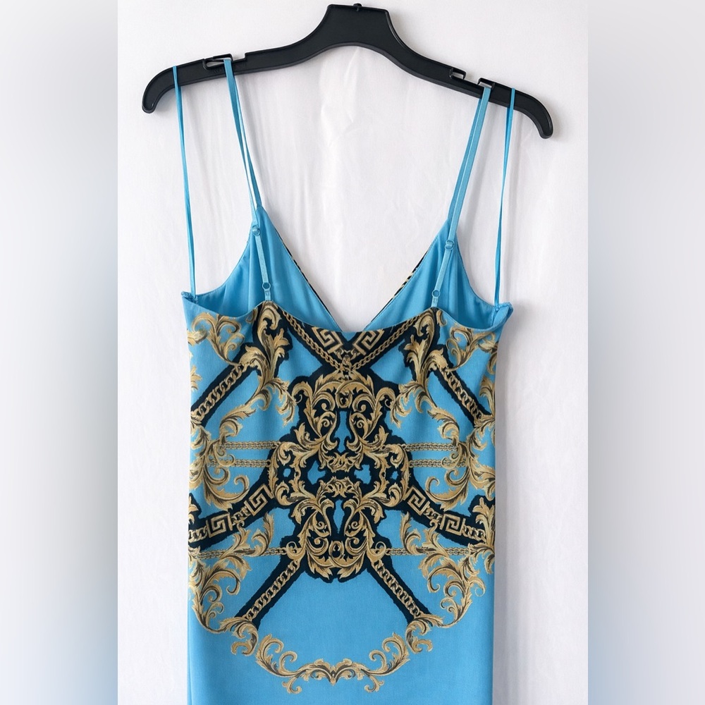 AFRM Blue Dress with Gold Baroque AMINA MESH MIDI - Picture 9 of 11